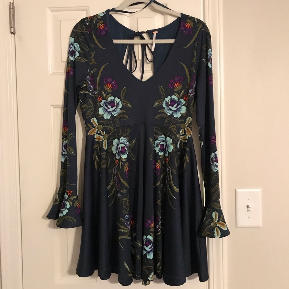 Free People floral dress with bell sleeves!